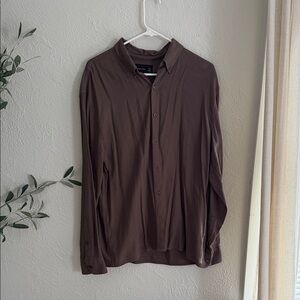 Abercrombie & Fitch Dark Brown Casual Button-Down Shirt